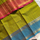 Green Kanchi cotton saree with kattam checks and dual borders – House of Thansha