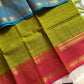 Green Kanchi cotton saree with kattam checks and dual borders – House of Thansha