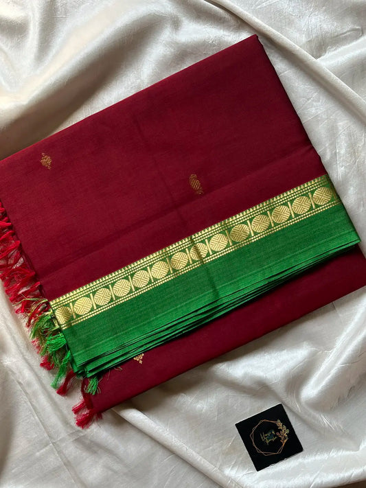 Throne Edit – Maroon 120 Counts Mercerised Chettinadu Cotton Saree