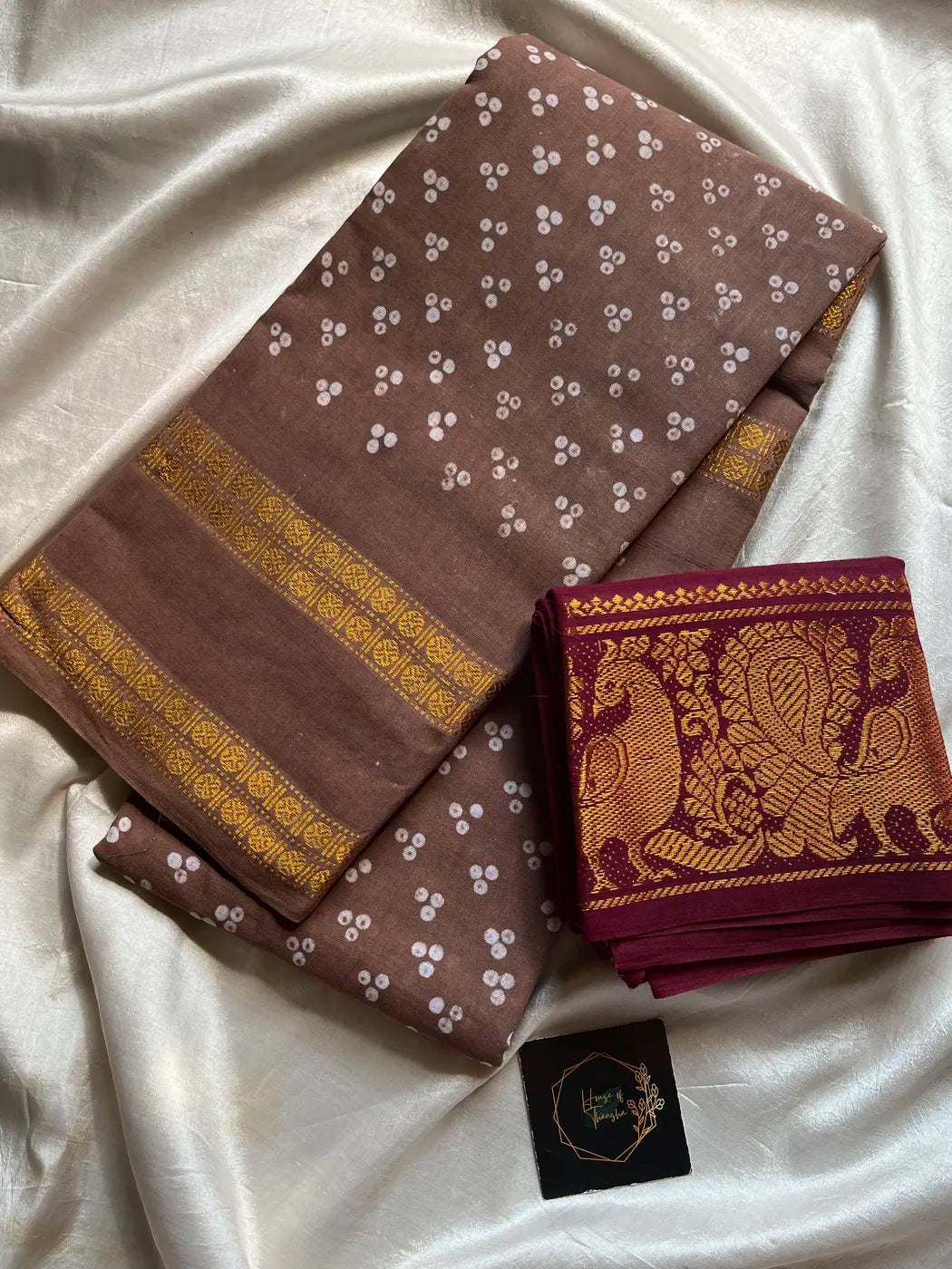Madurai Sungudi Cotton - Earthy Brown