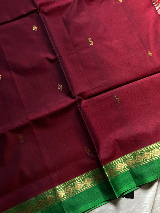Throne Edit – Maroon 120 Counts Mercerised Chettinadu Cotton Saree