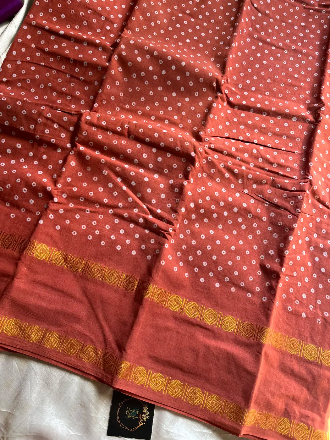 Madurai Sungudi Cotton - Dusty Peach