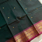 Dark green Kanchi cotton saree with maroon vintage border – handloom drape from House of Thansha.