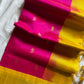 Kanchi Silkcotton Saree - Rani Pink & Yellow