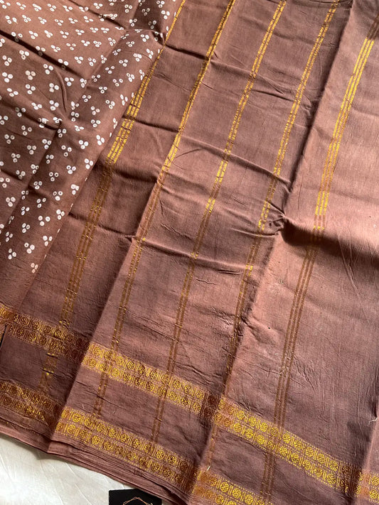 Madurai Sungudi Cotton - Earthy Brown