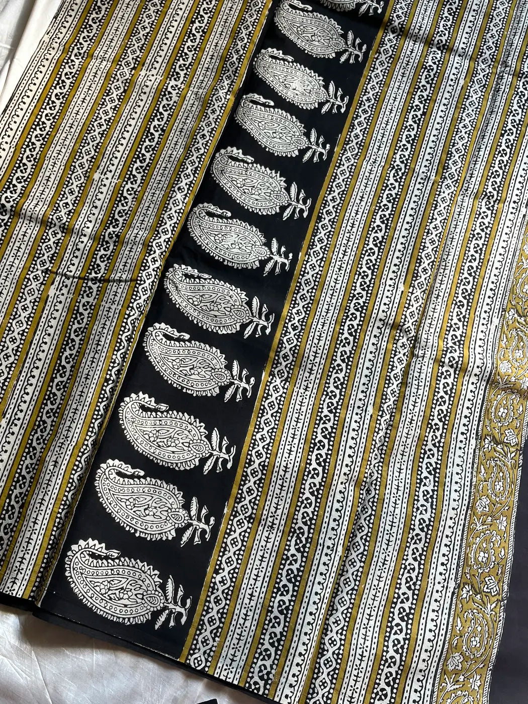 Mulmul Cotton Saree | Hand Block Print – Yellow