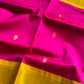 Kanchi Silkcotton Saree - Rani Pink & Yellow