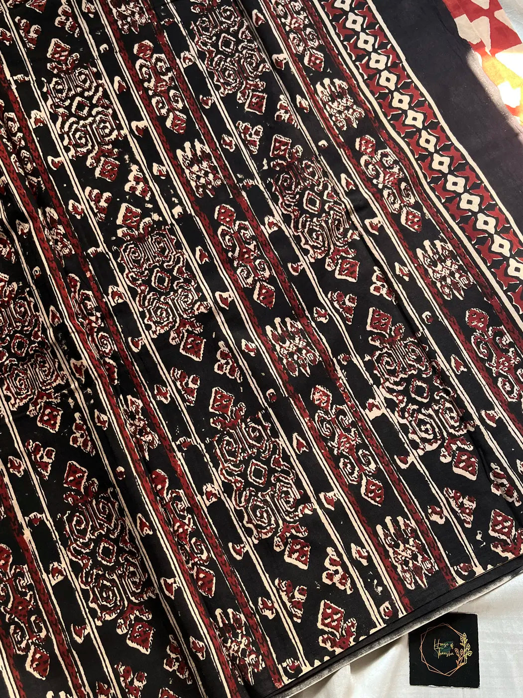 Mulmul Cotton Saree in Maroon | Hand Block Print