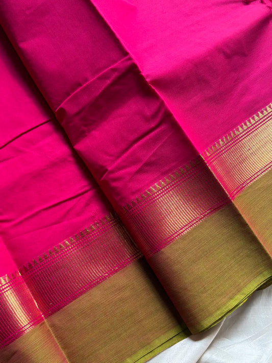 Subtle Weaves | Pink & Green Chettinadu Cotton Saree