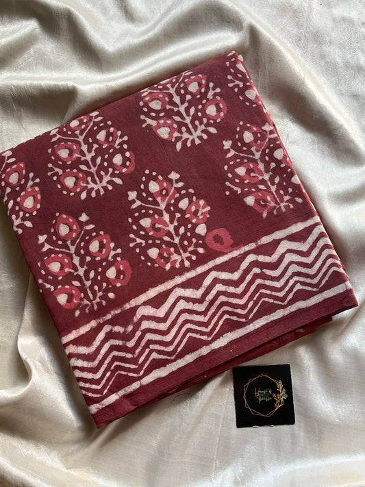 Mulmul Cotton Saree | Hand Block Print