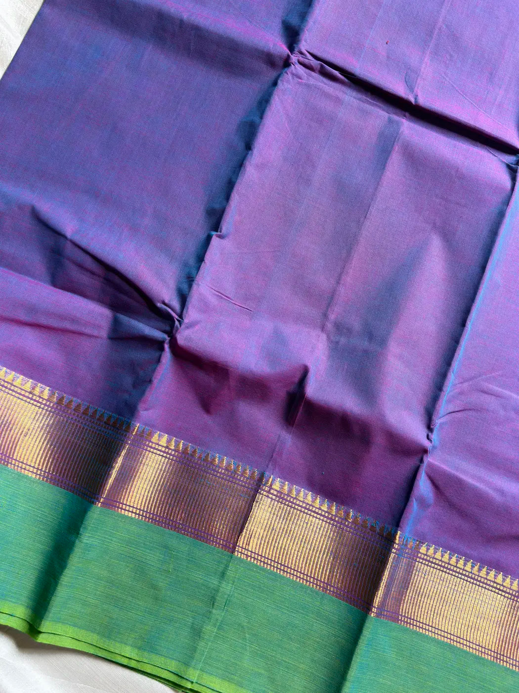 Subtle Weaves | Purple & Green Chettinadu Cotton Saree