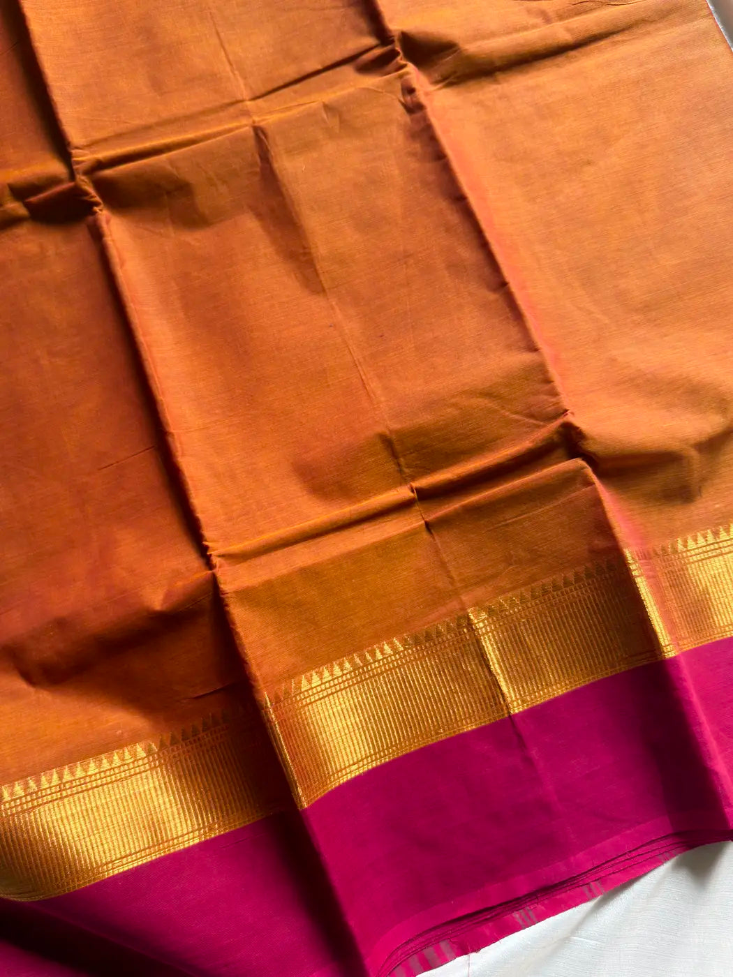 Subtle Weaves | Muted Orange Chettinadu Cotton Saree