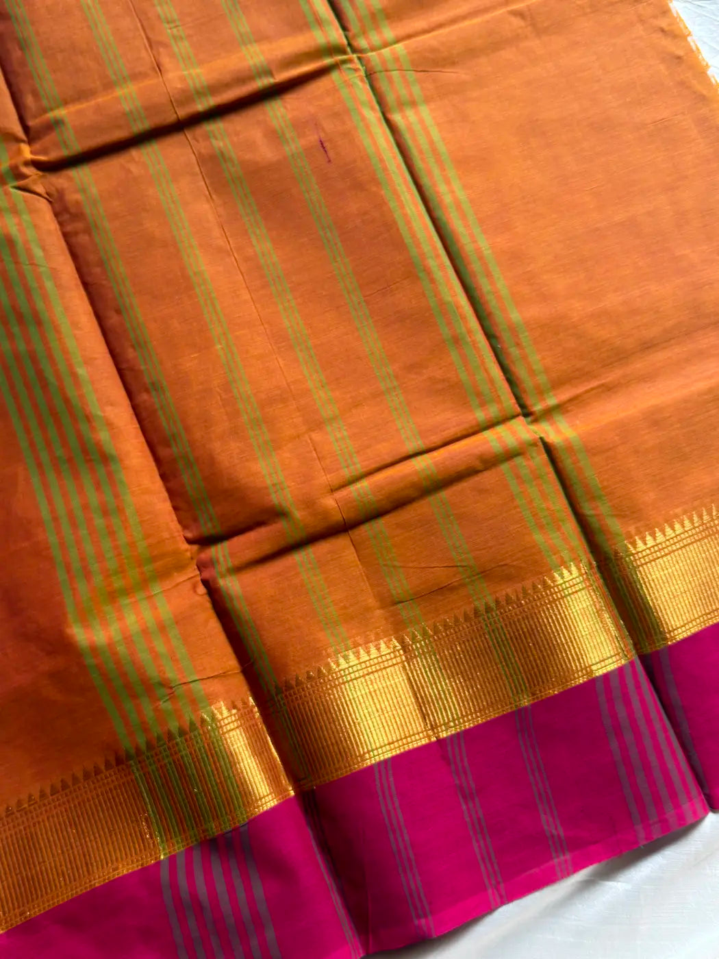Subtle Weaves | Muted Orange Chettinadu Cotton Saree
