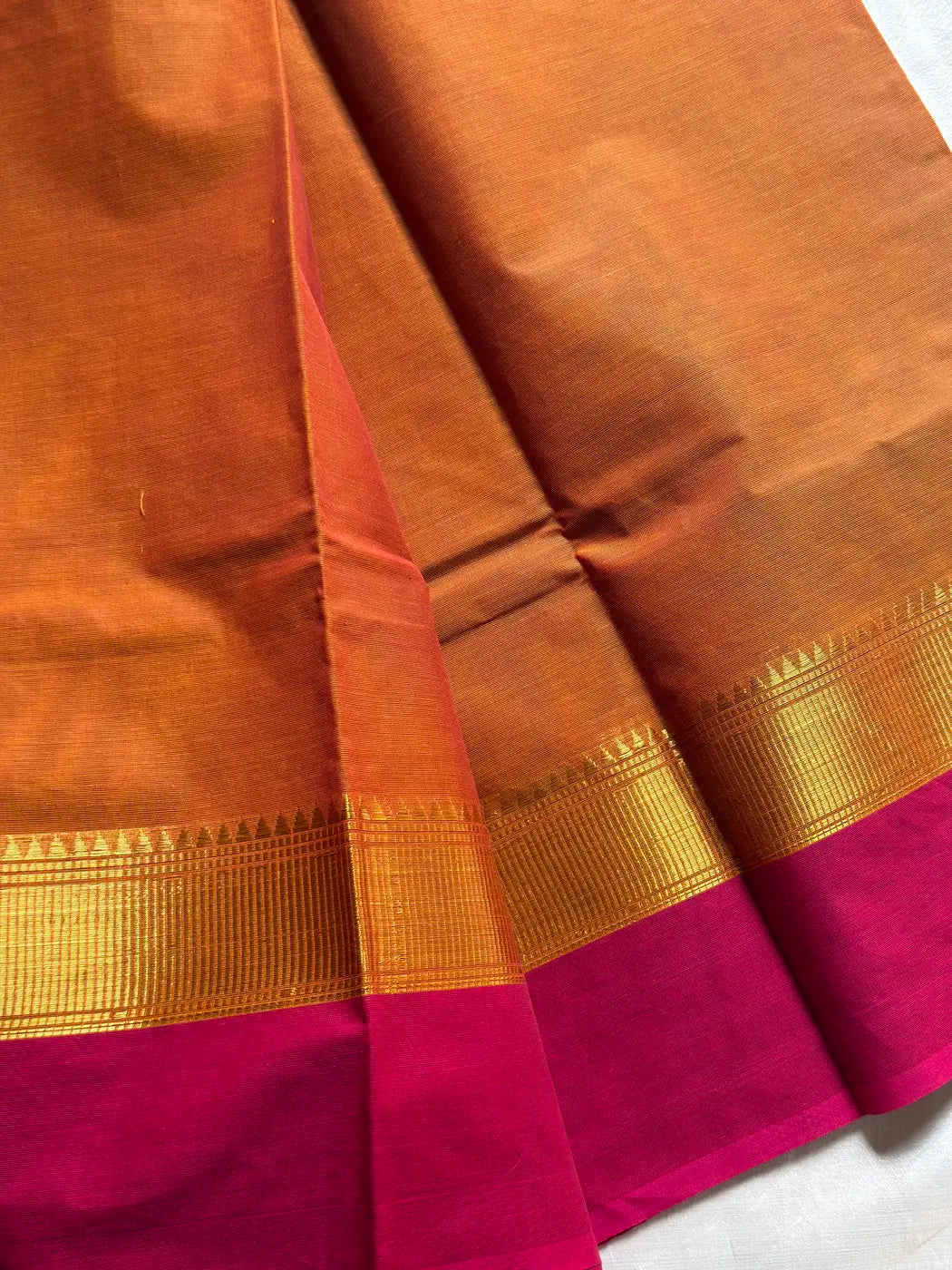 Subtle Weaves | Muted Orange Chettinadu Cotton Saree