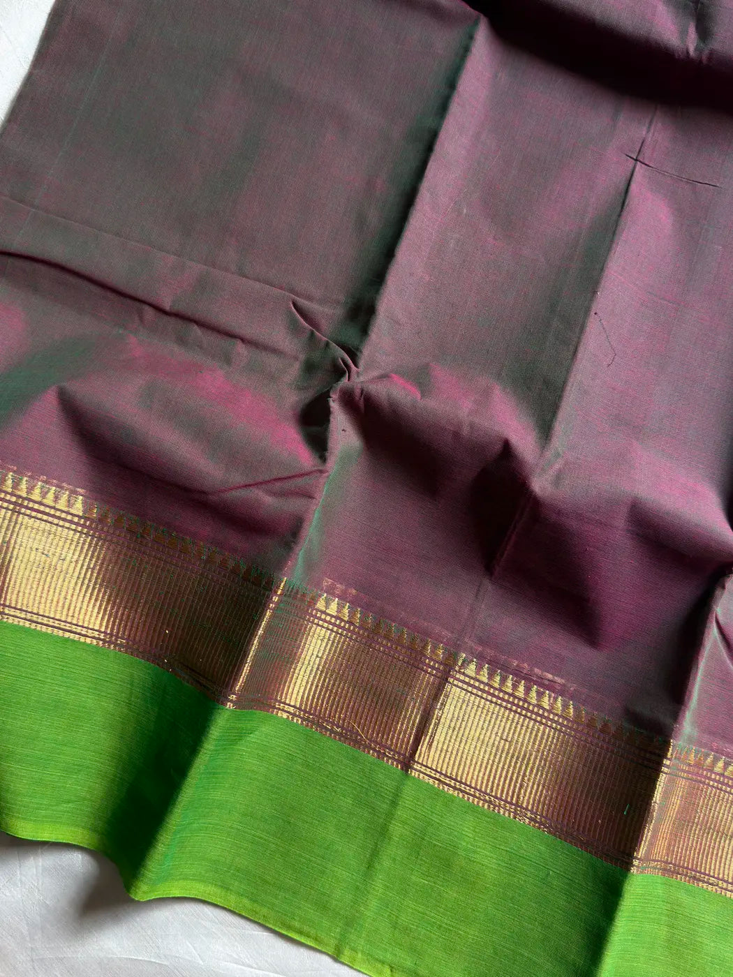 Subtle Weaves | Woodland Rose & Green Chettinadu Cotton Saree