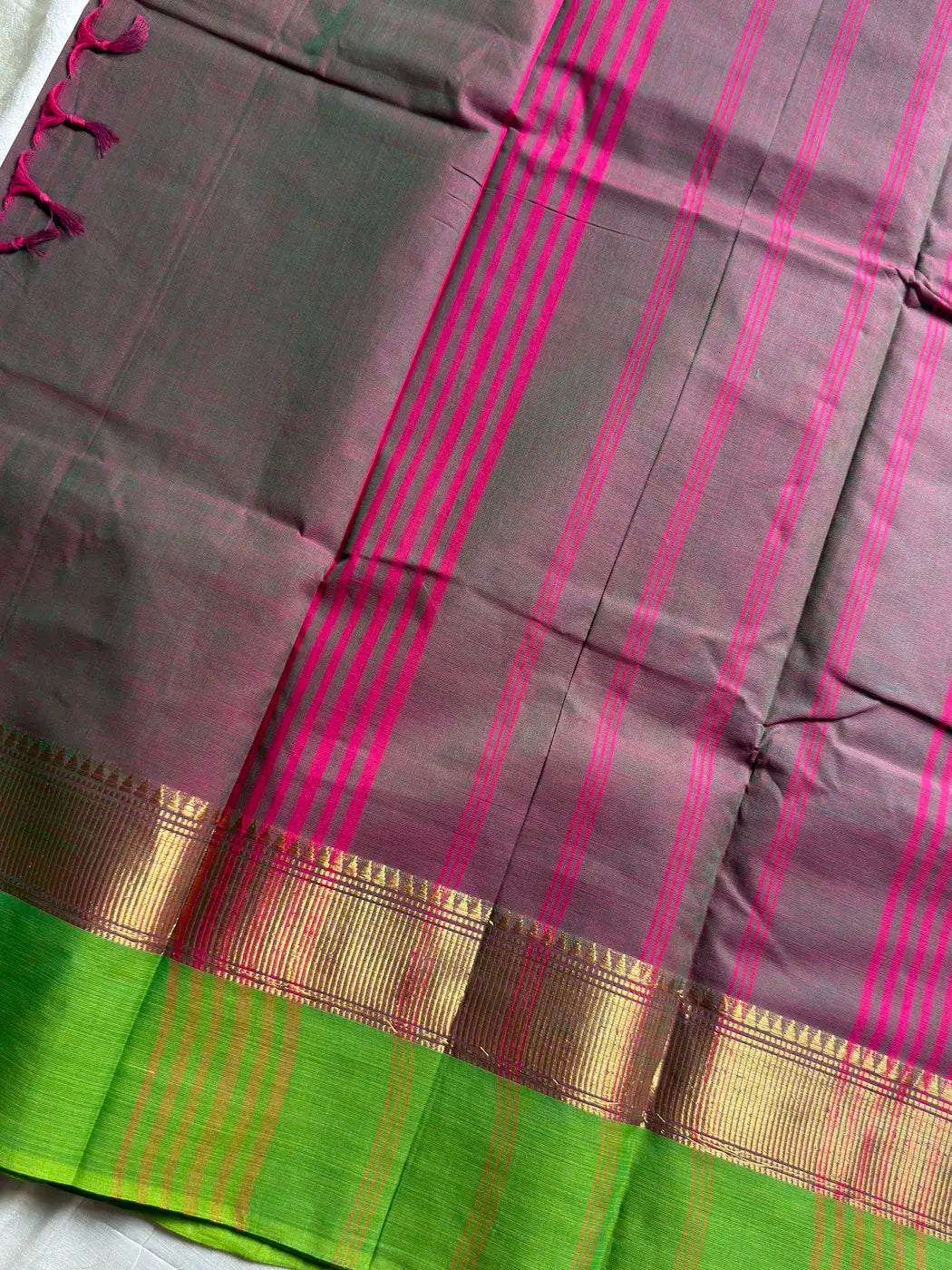 Subtle Weaves | Woodland Rose & Green Chettinadu Cotton Saree