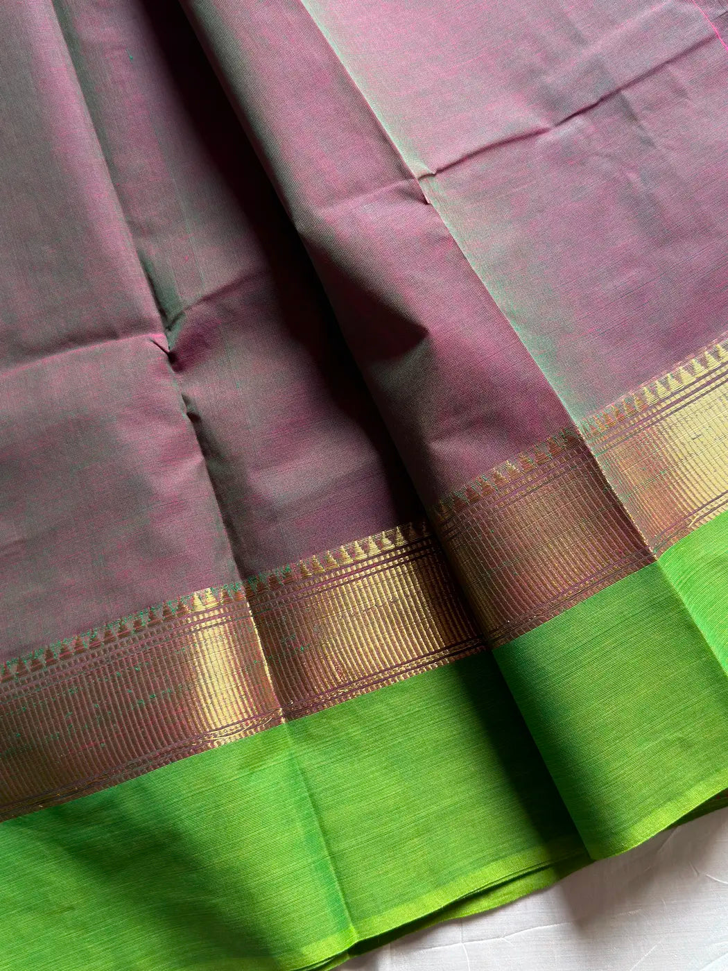 Subtle Weaves | Woodland Rose & Green Chettinadu Cotton Saree