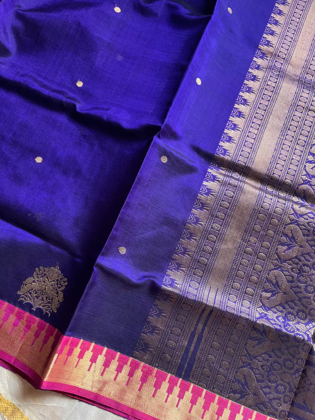 Pattu Nool Edit | Kanchi Silkcotton saree - Blue