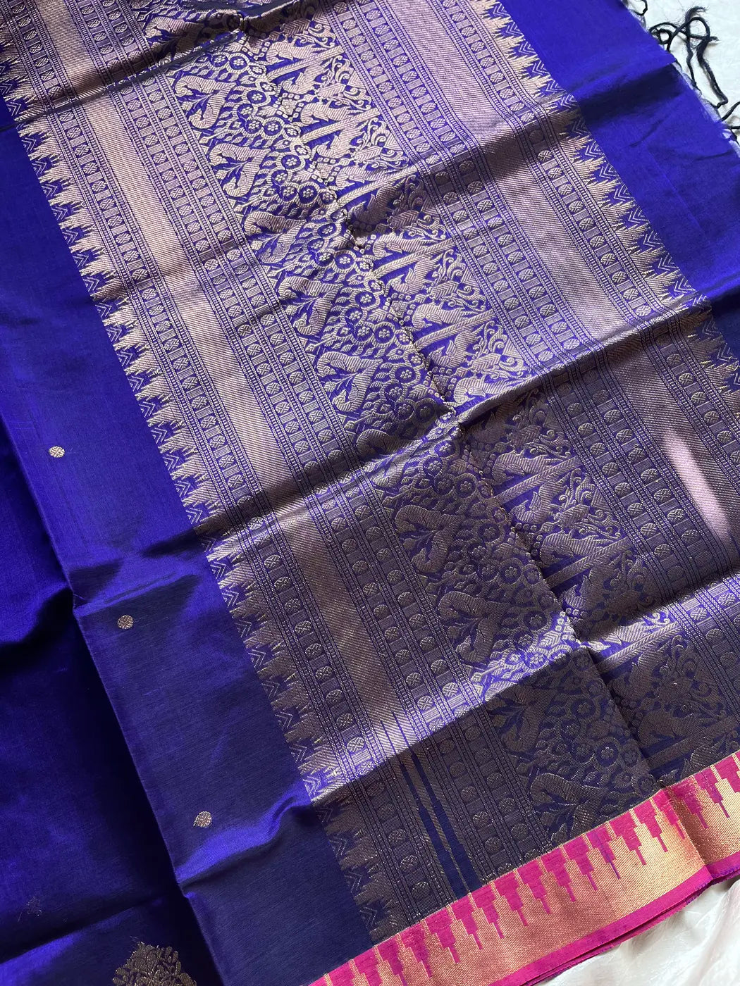 Pattu Nool Edit | Kanchi Silkcotton saree - Blue