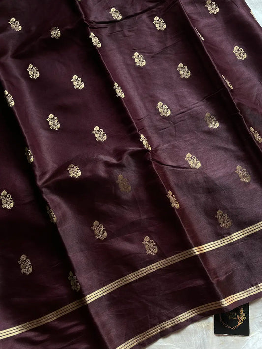 Crepe Silk Saree – Coffee brown