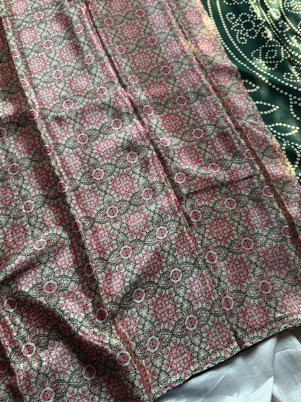 Soft Chiffon Saree - Green Bandhini