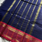 Zari Edition | Blue Kanchi Cotton Saree with Dual Ganga Jamuna Border