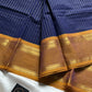 Zari Edition | Blue Kanchi Cotton Saree with Dual Ganga Jamuna Border