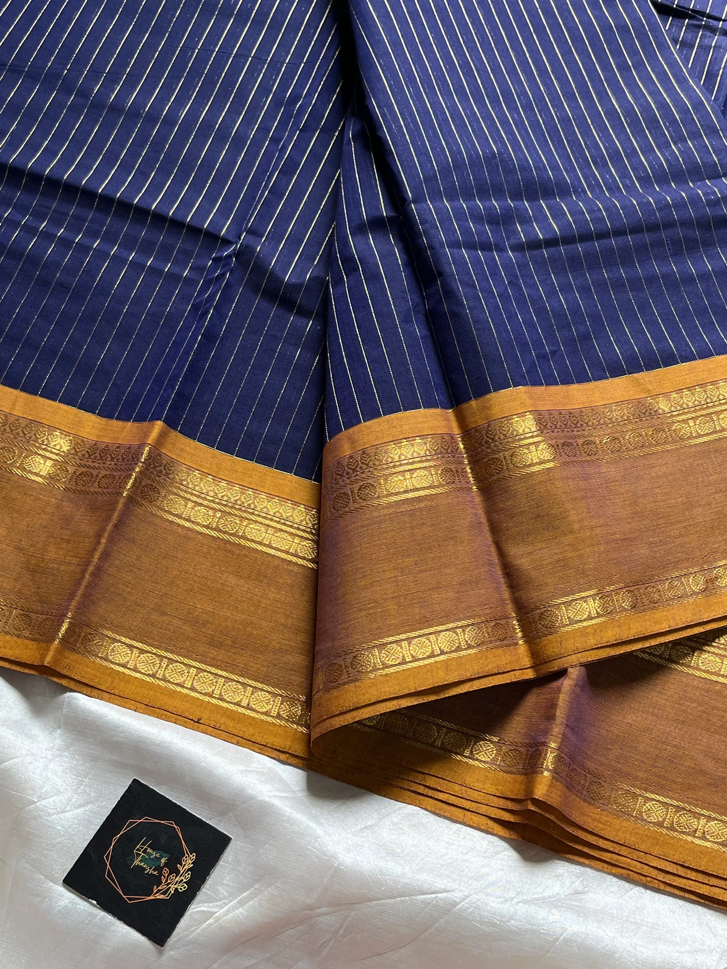 Zari Edition | Blue Kanchi Cotton Saree with Dual Ganga Jamuna Border