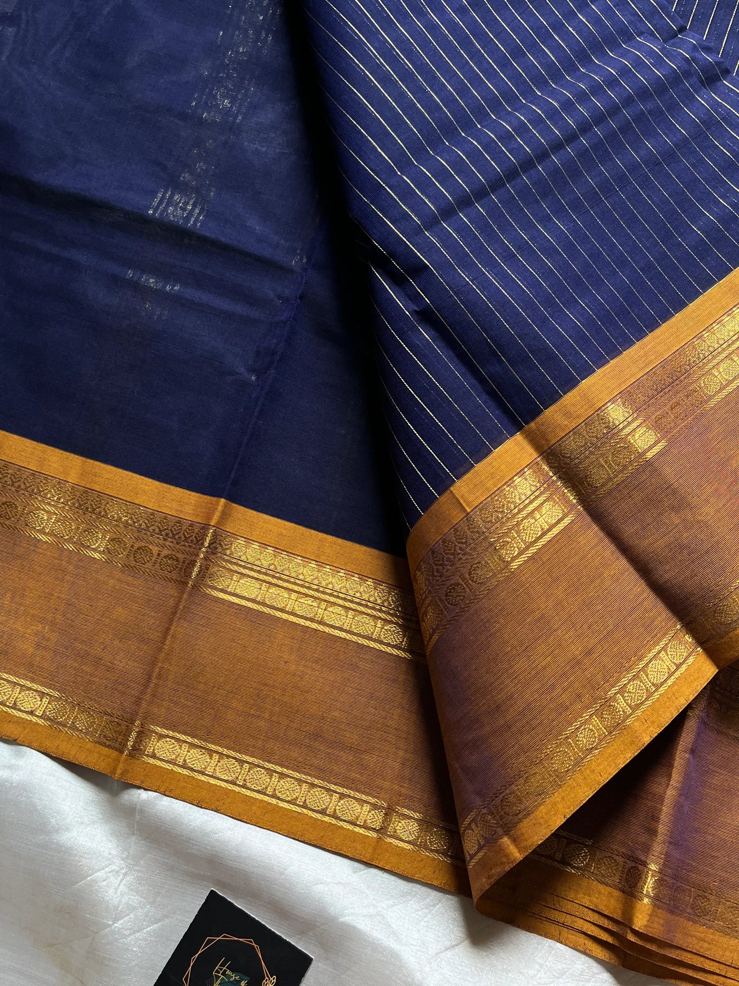 Zari Edition | Blue Kanchi Cotton Saree with Dual Ganga Jamuna Border