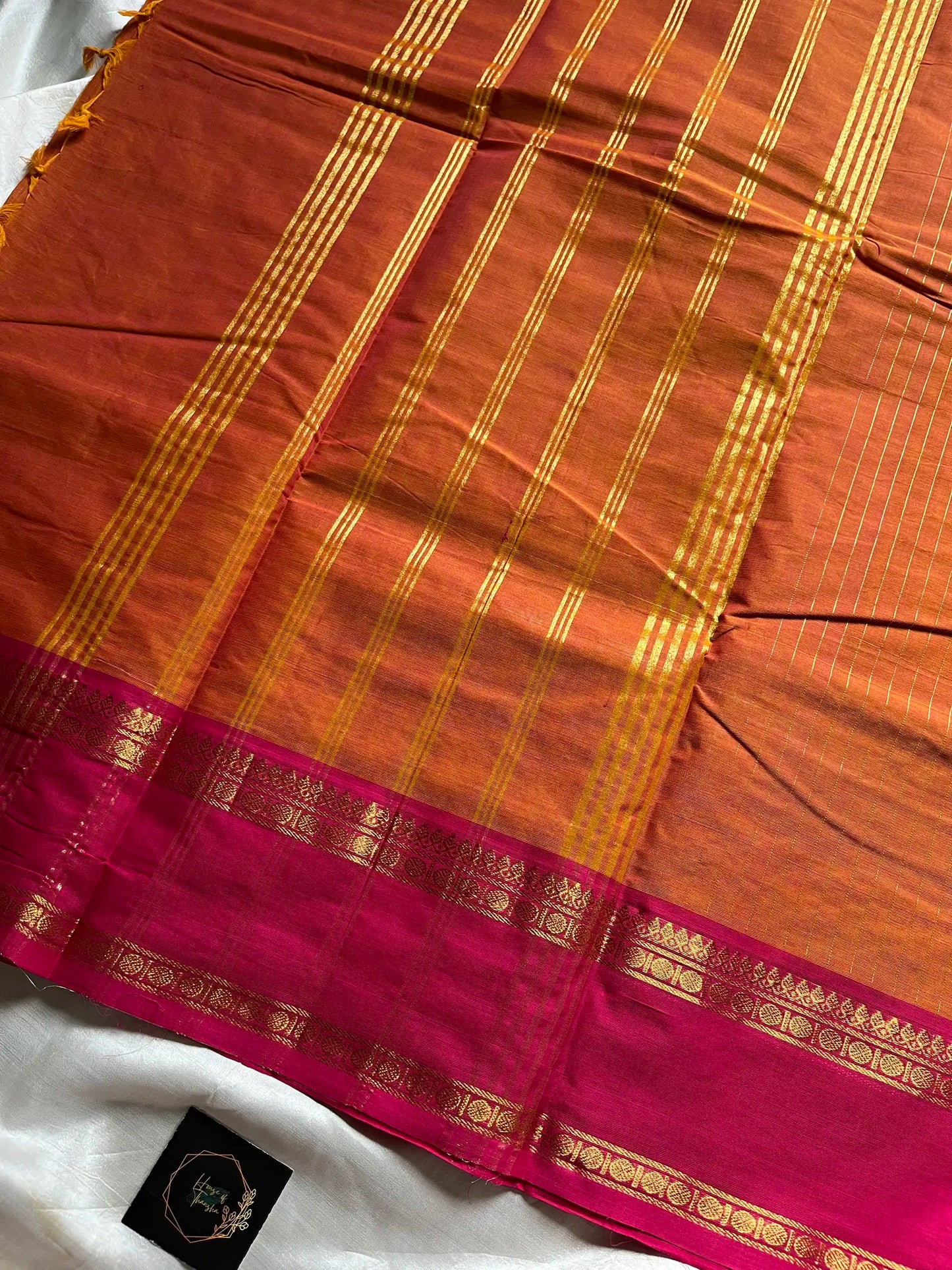 Zari Edition | Orange Kanchi Cotton Saree
