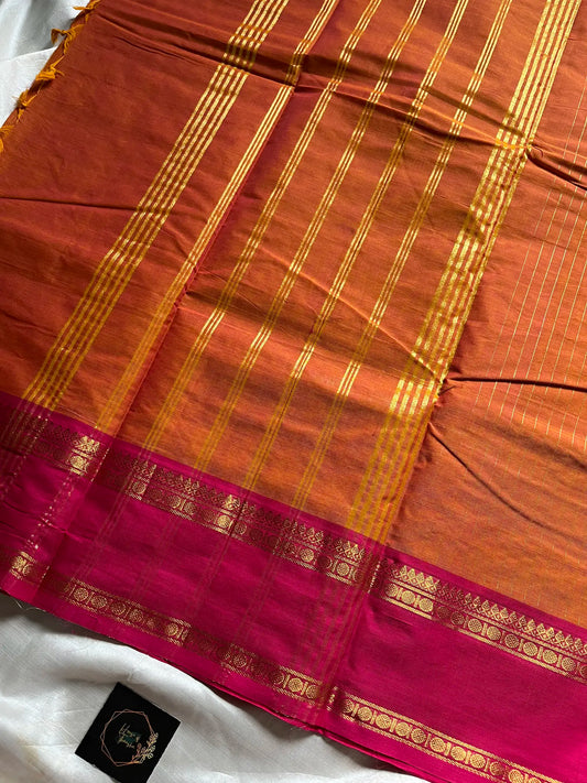 Zari Edition | Orange Kanchi Cotton Saree