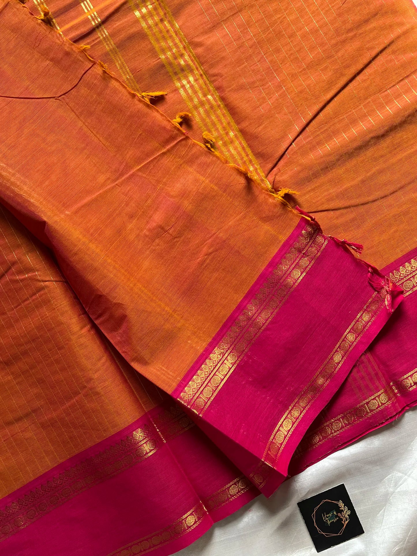 Zari Edition | Orange Kanchi Cotton Saree