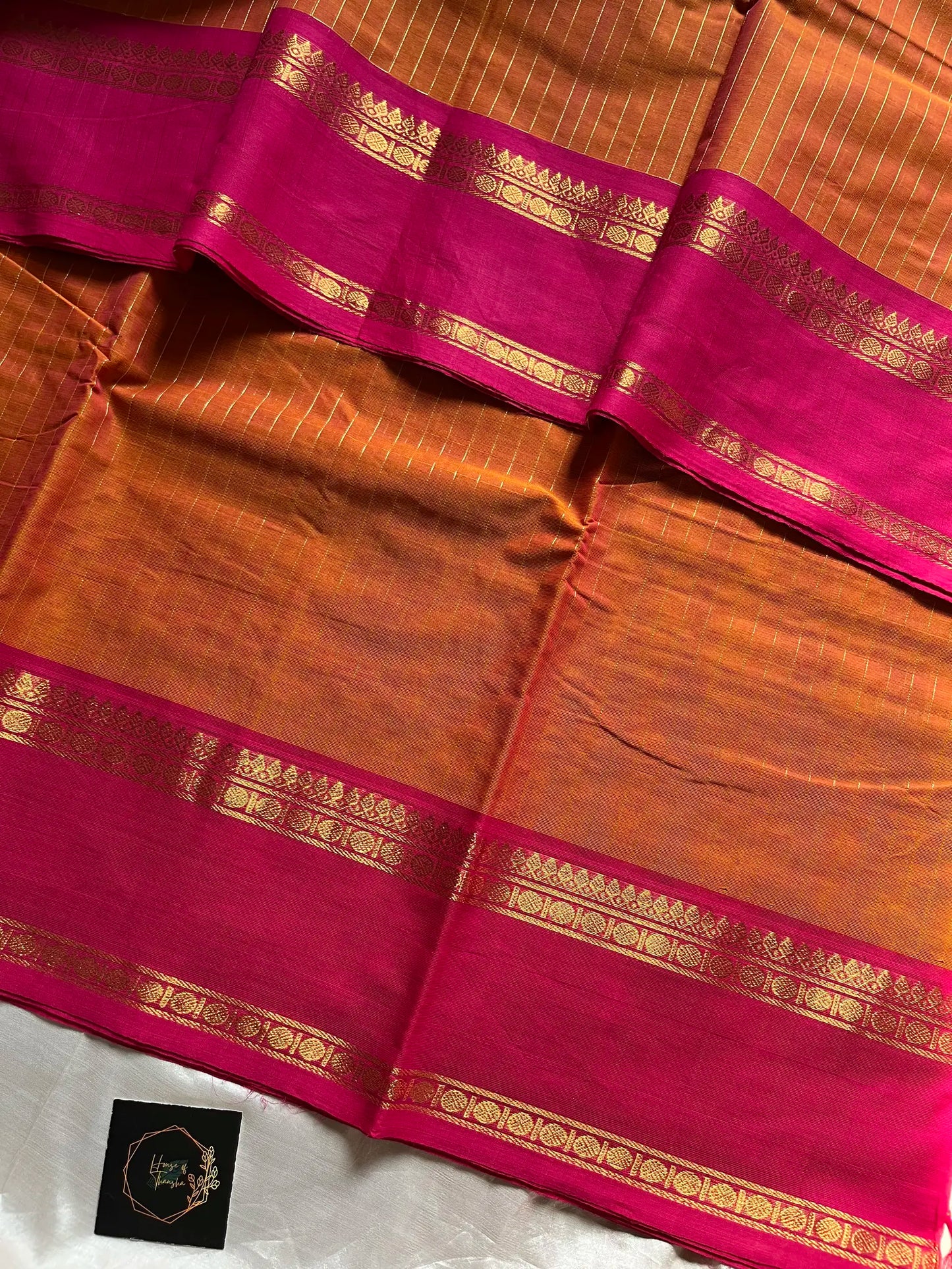 Zari Edition | Orange Kanchi Cotton Saree