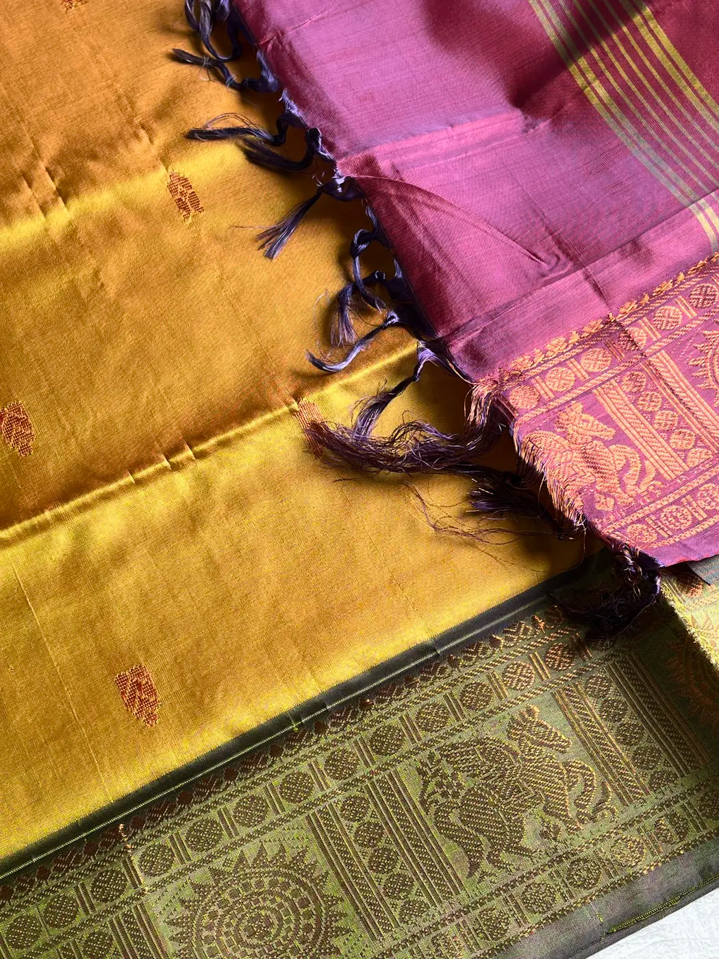 Vegan Silks | Chinnalampattu Saree – Golden Yellow