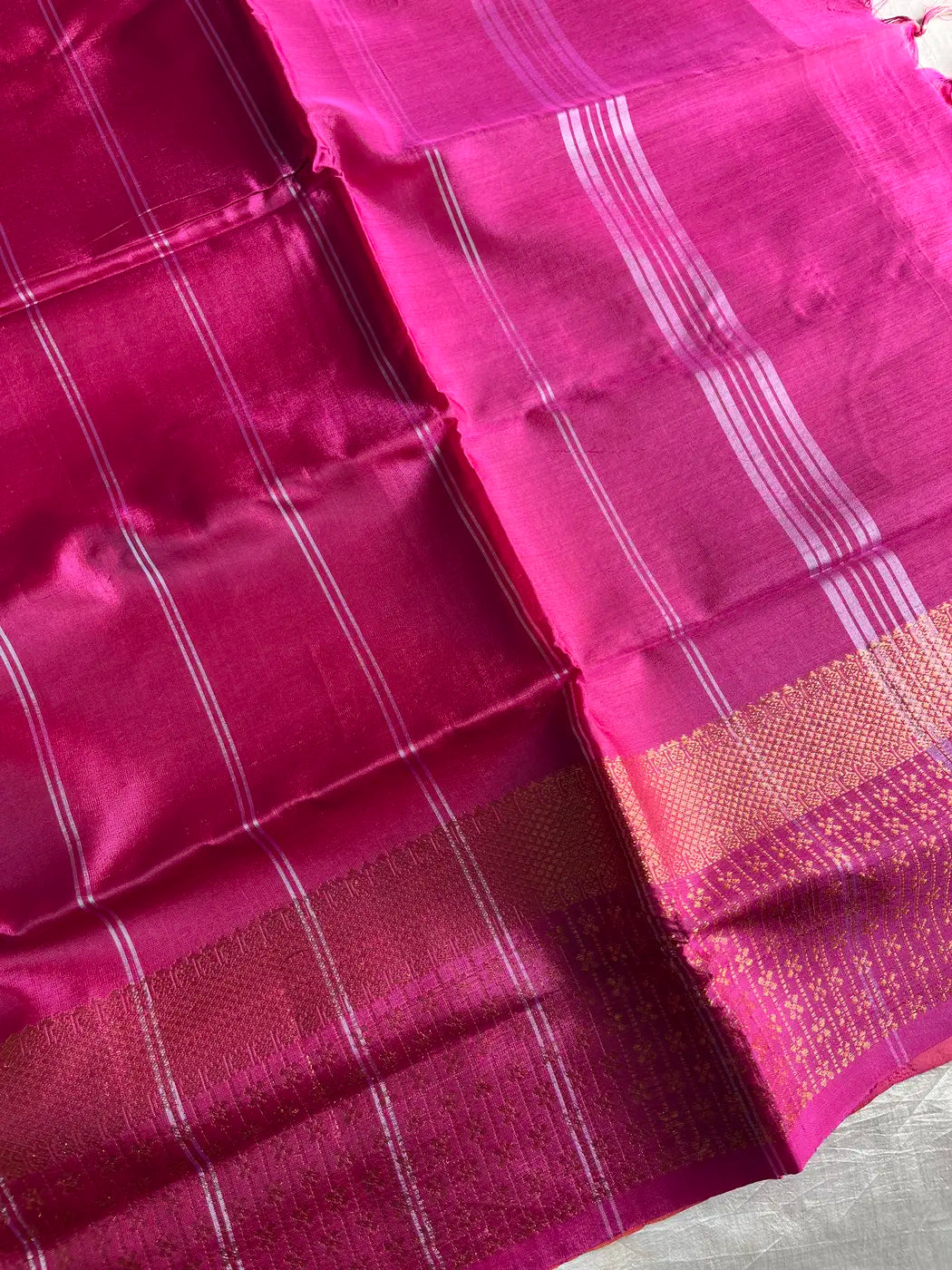 Vegan Silks | Chinnalampattu Saree – Beige & Pink