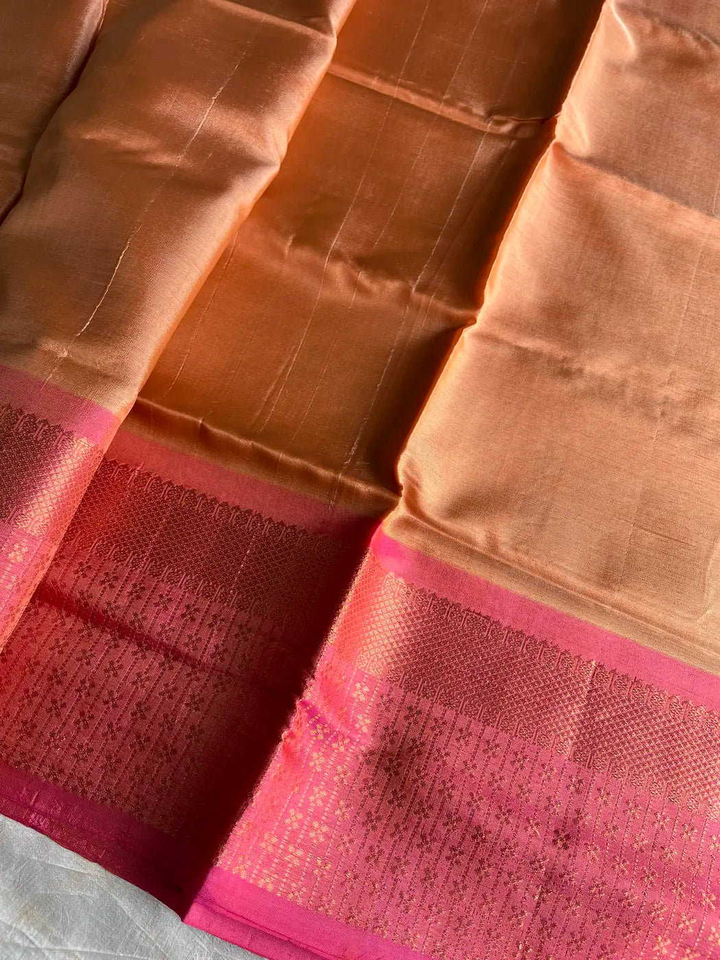 Vegan Silks | Chinnalampattu Saree – Beige & Pink