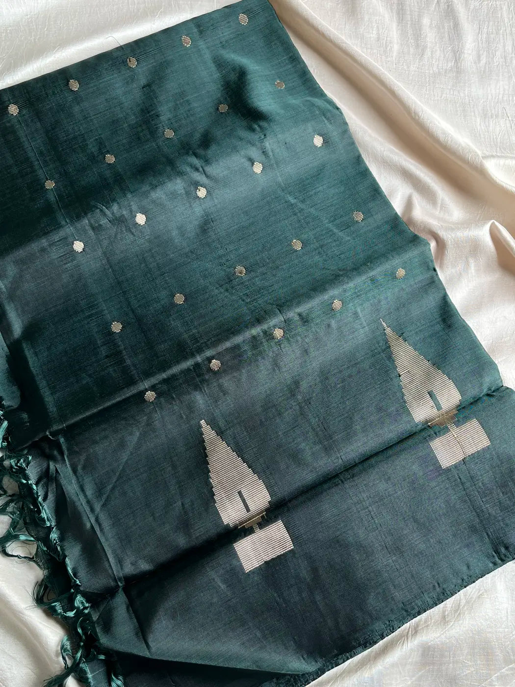 Vegan Silks | Chinnalampattu Saree – Bottle Green