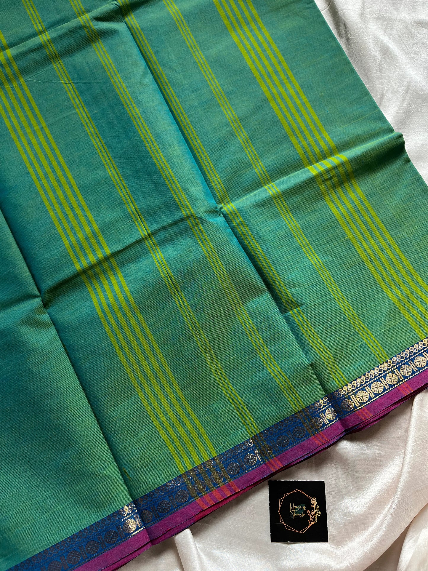 Subtle Weaves Handwoven Kanchi Cotton Saree with Small Border – Soft, breathable premium cotton saree by House of Thansha, blouse not included