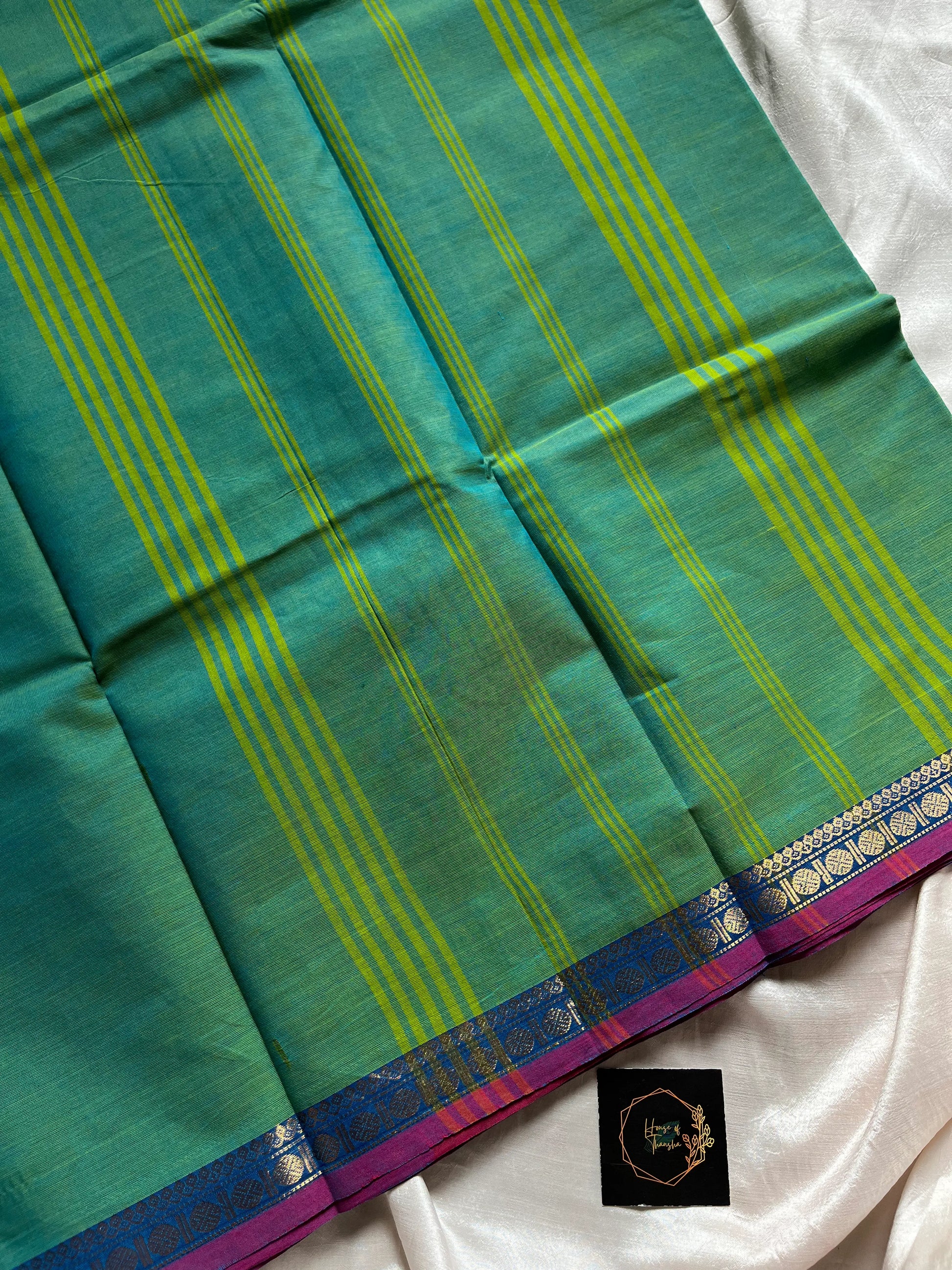 Subtle Weaves Handwoven Kanchi Cotton Saree with Small Border – Soft, breathable premium cotton saree by House of Thansha, blouse not included