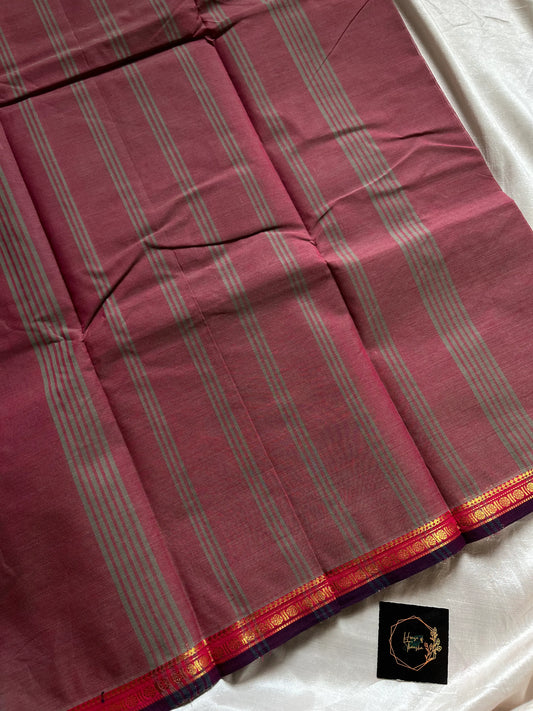 Subtle Weaves – Rosewood Kanchi Cotton Saree with Small Border (Only saree)