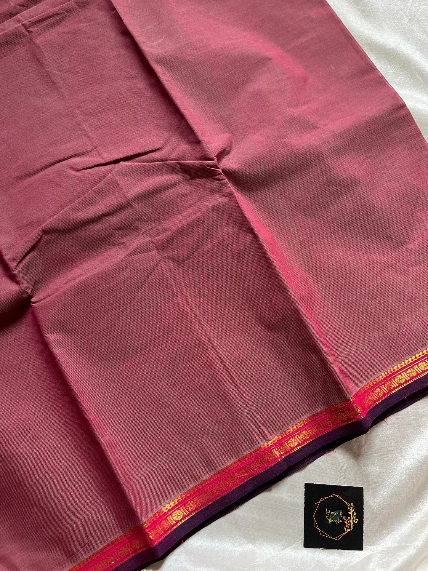 Subtle Weaves – Rosewood Kanchi Cotton Saree with Small Border (Only saree)