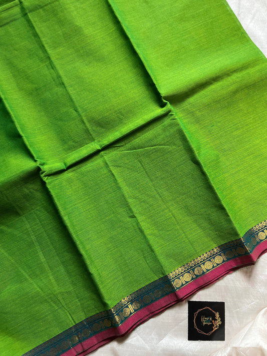 Subtle Weaves Handwoven Kanchi Cotton Saree with Small Border – Soft, breathable premium cotton saree by House of Thansha, blouse not included
