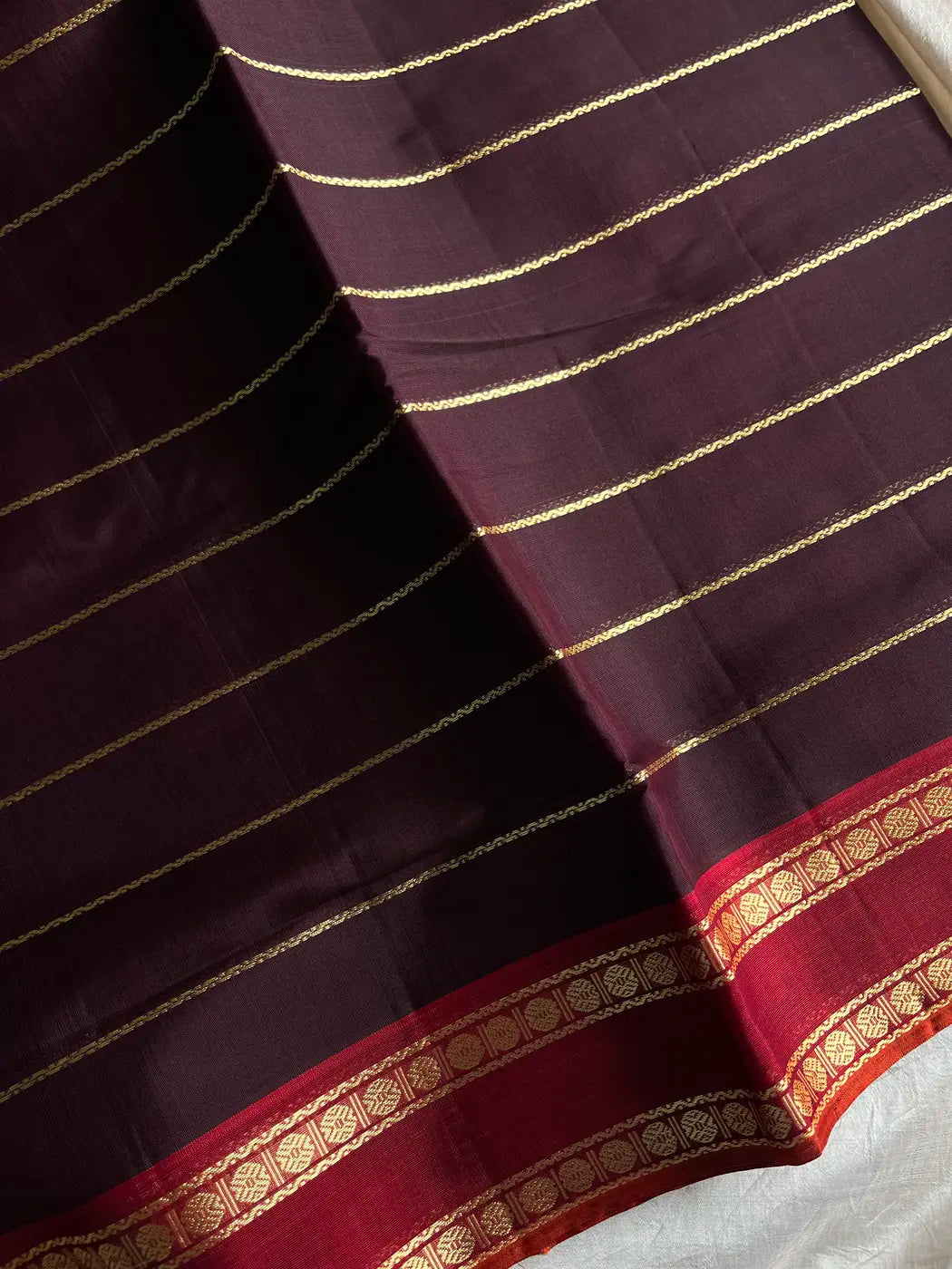 Devendra Saree – Coffee Brown | Handloom Vegan Art silk