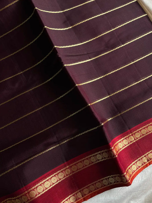 Devendra Saree – Coffee Brown | Handloom Vegan Art silk