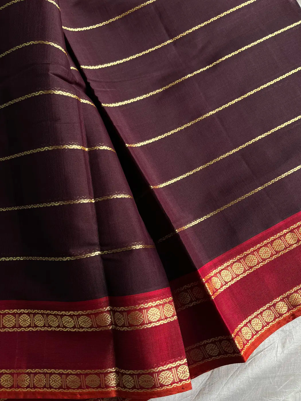 Devendra Saree – Coffee Brown | Handloom Vegan Art silk