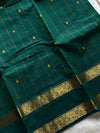 Vintage Looms - Dark Green Kanchi Cotton Saree