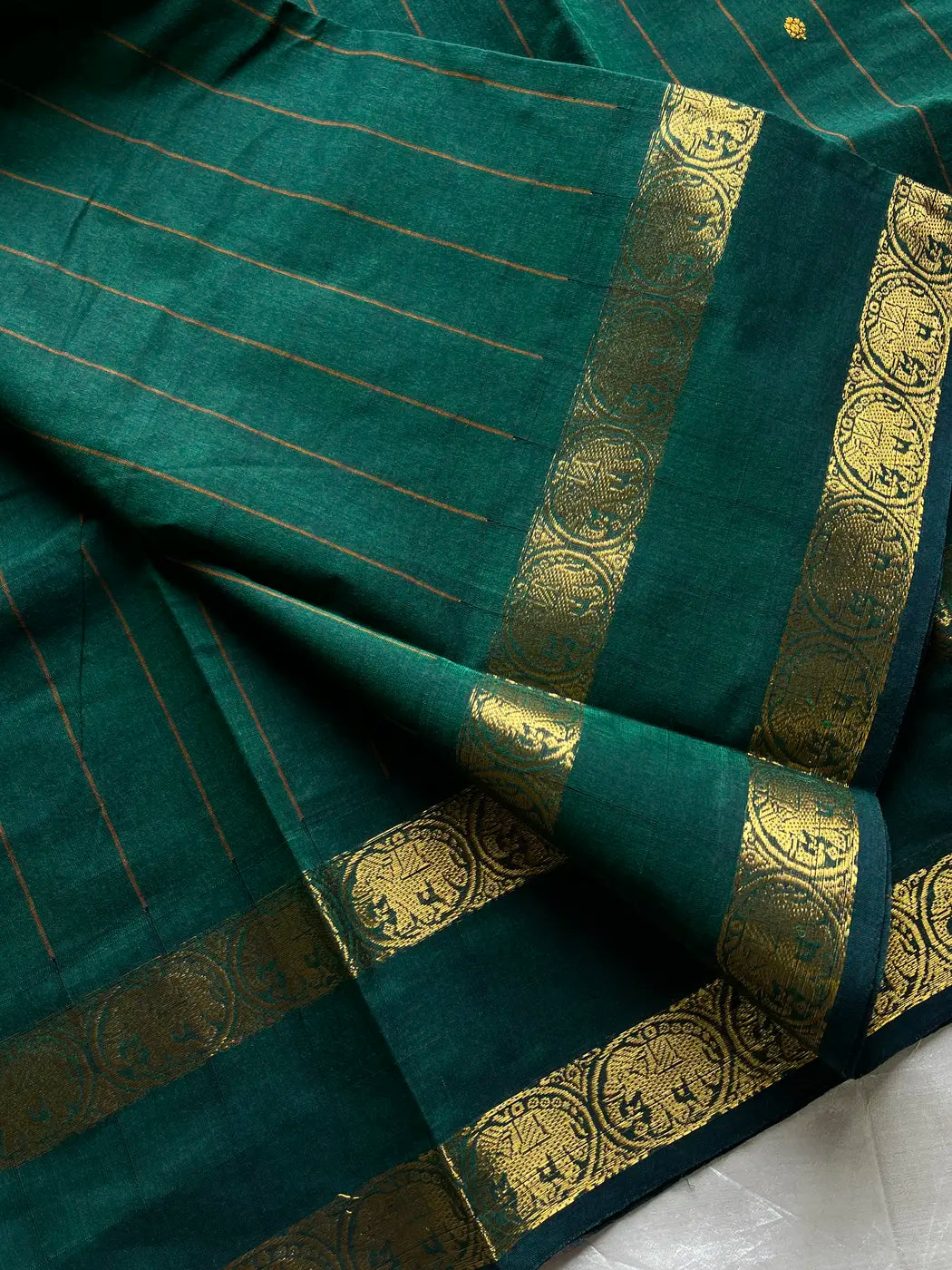 Vintage Looms - Dark Green Kanchi Cotton Saree