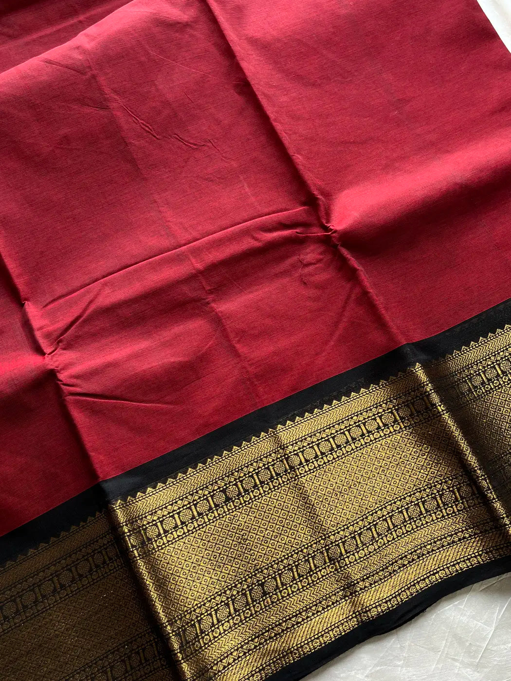 Subtle Weaves | Maroon Kanchi Cotton Saree