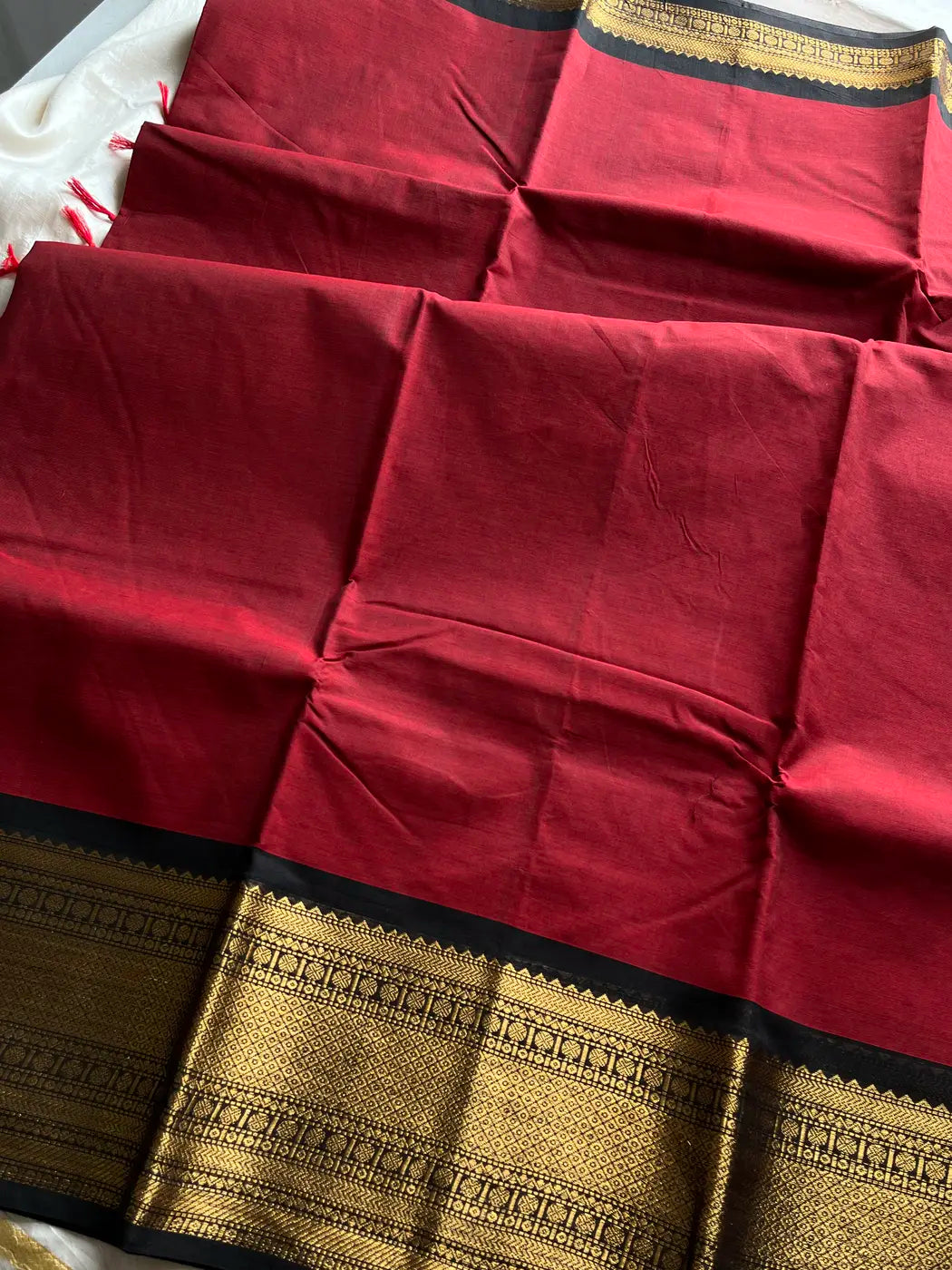 Subtle Weaves | Maroon Kanchi Cotton Saree