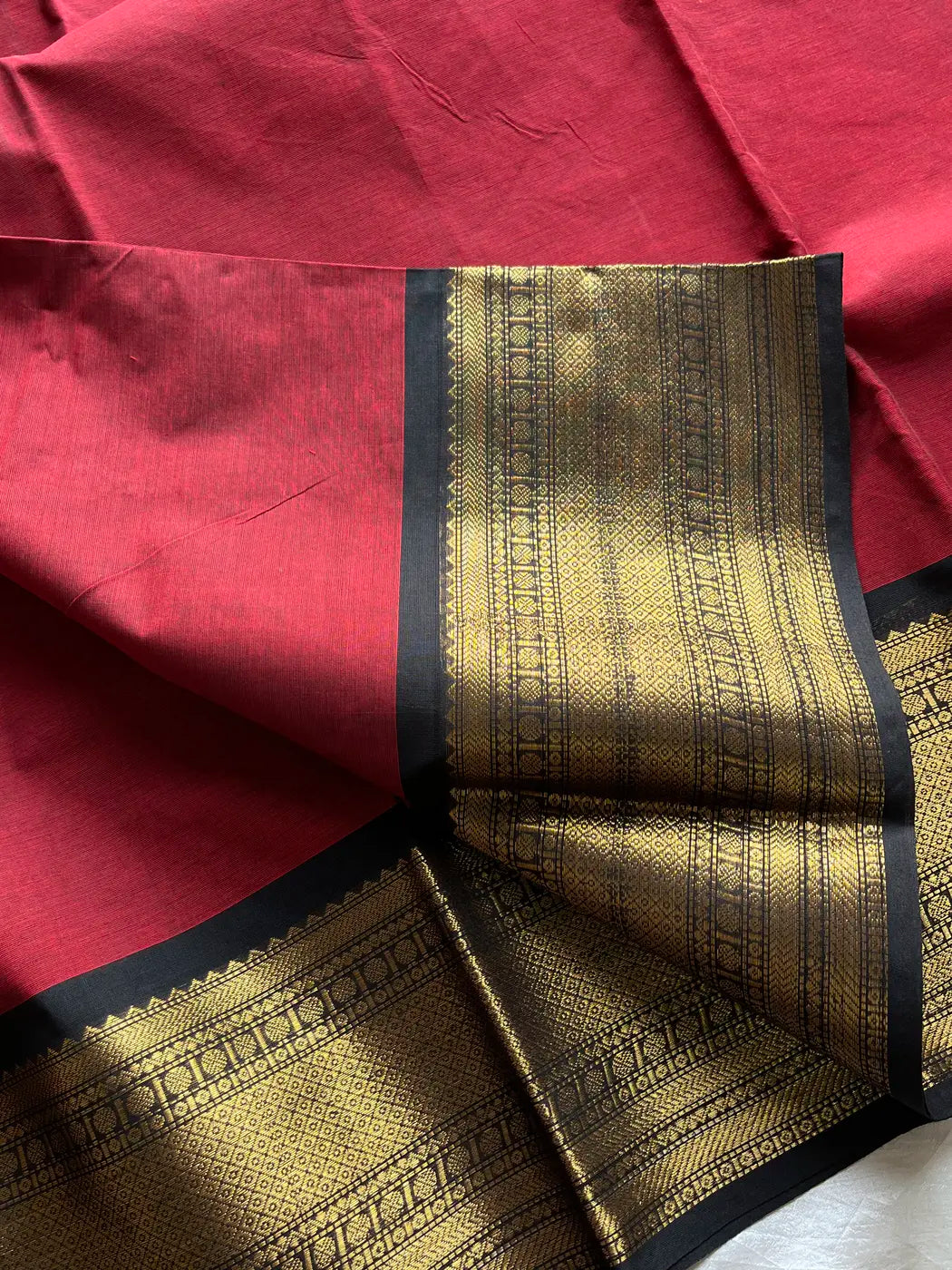 Subtle Weaves | Maroon Kanchi Cotton Saree